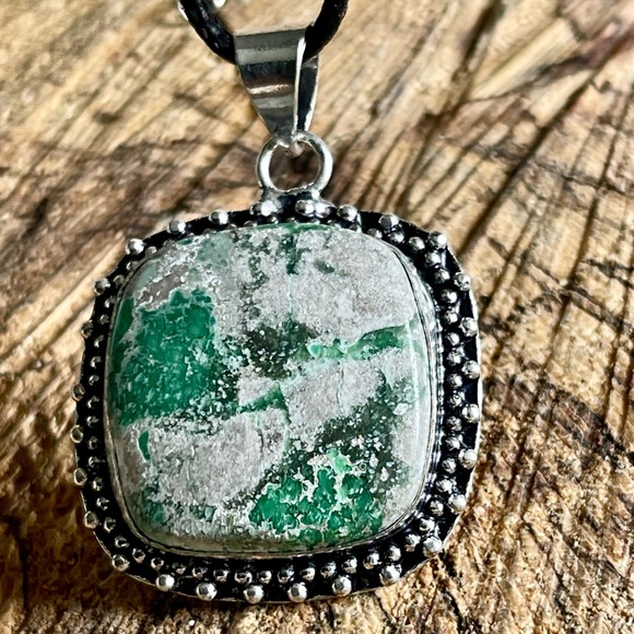 Teal Green Variscite- Utahlite Pendant 1 1/2" - Picture 7 of 9